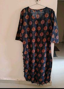 Patterned Pom-Pom Trim Tunic