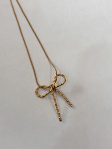 Anti Tarnish Gold Bow Necklace &amp; Earring Set