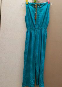 Striped Teal Jumpsuit