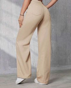 Wide Leg Beige Denim Jeans