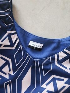 Blue V-Neck A-Line Dress