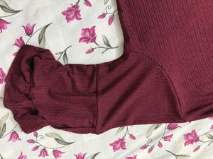 Maroon Ruffle Sleeve Top