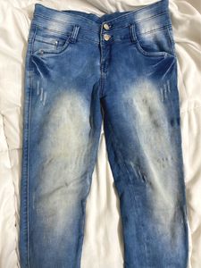 Pinterest Bow Bottom High Waisted Blue Jeans