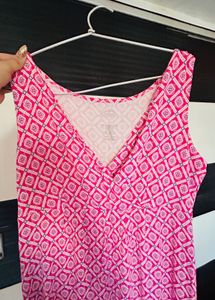 Pink Patterned Sleeveless Dress