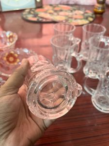 Set of Six Vintage Glass Mugs