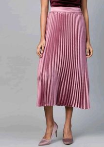 Pleated Satin Skirt