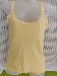 Yellow Lace Trim Tank Top
