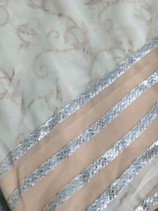 Peach And Off White Saree