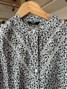 Shein Modest Cotton Floral Print Blouse