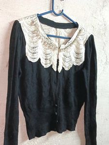 Partywear Embellished Button-down Shrug Cardigan