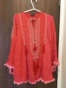 Peplum Red Embroidery Wark Mast Dress
