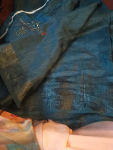 Dark Ash colour Shimmer border saree