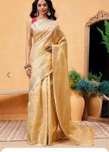 New Golden Readytowear Saree wth Unstitched blouse