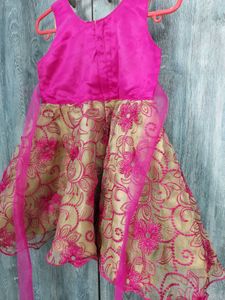 Pink Embroidered Party Frock