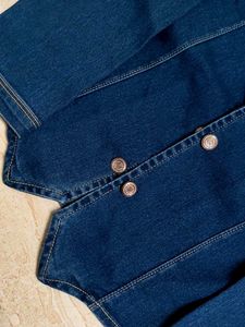 Denim Button-Down Vest Crop Jacket
