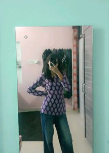Purple Full Sleeve Corset Kurti