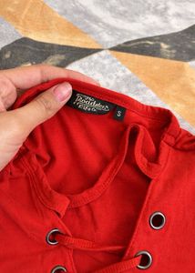 Red Lace-Up Top