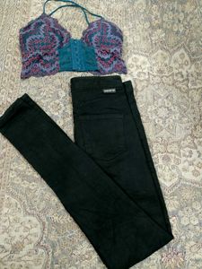 Imported Skinny Branded Black Denim.