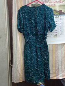 Teal belted dress