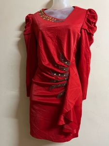 Red Beaded Party Dress