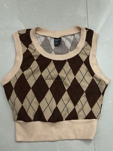 Argyle Knit Crop Top