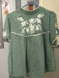 Green Embroidered Top