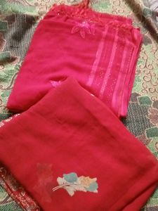 Red Saree with Floral Detail