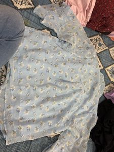 Floral Bow Tie Neck Blouse