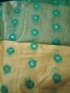Yellow, Green Saree New