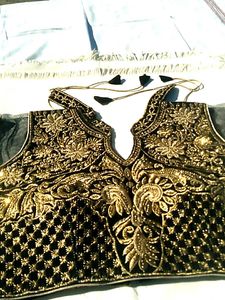 Embroidered Velvet Blouse