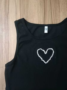 Tank Top :Heart Embroidered