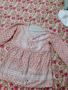 Peach Embroidered Kurta