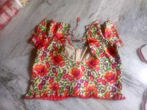 Floraland chex Saree with stiched Blouse