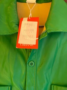 Green Faux Half Leather Jacket