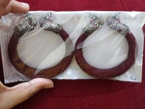 Maroon Peacock Kada Set