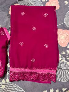 Magenta Embellished Saree &amp; Blouse