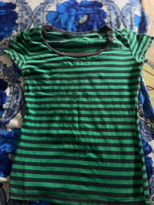 Green & Black Striped Tee