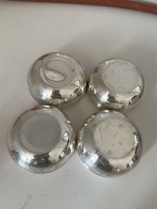 4  Bowls glass 2 plate all German silve