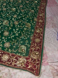 Green and Gold Embroidered Saree