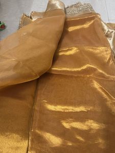 Golden Saree &amp; Blouse Set