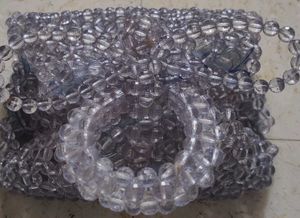 Crystal beads transaprent hand potli clitch