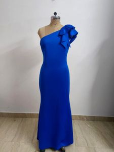 Elegant Blue One-Shoulder Gown