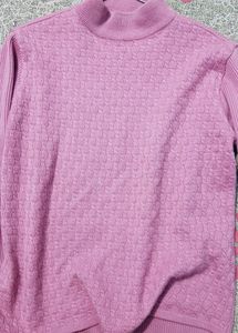 Pink Round Neck Woolen Top