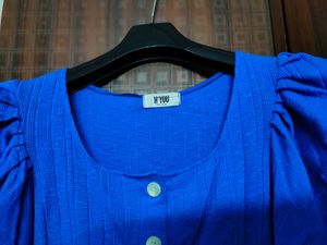 Blue Puff Sleeve Top