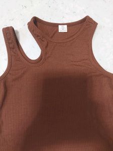 Brown Ribbed Tank Top