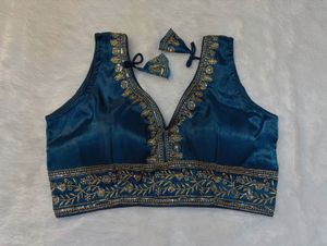 Embroidered Teal Blouse