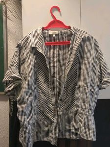 Checked Short Sleeve Blouse