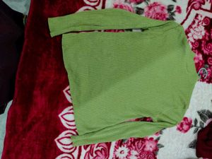 Green Ribbed Mock Neck Top