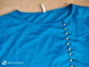 Teal Blue ( Rama )Button-Down Tunic