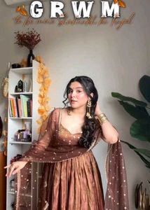 Party Wear Look GownDupatta in Embroidery Sequence